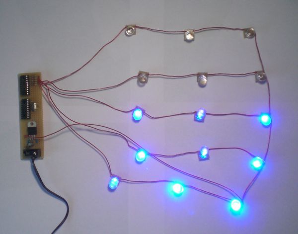 Die angeschlossenen LEDs im Testlauf