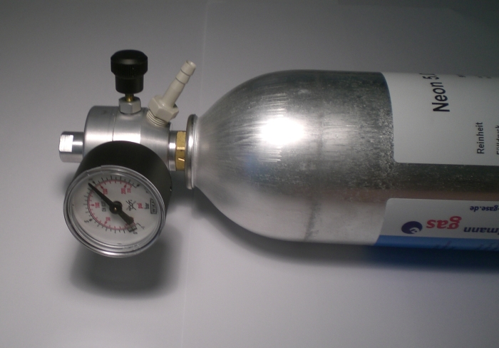 Die Druckdose mit installiertem Druckminderer